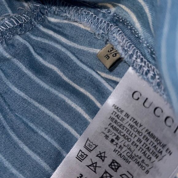 GUCCI BABY GIRL DENIM LOGO ROMPER  3/6M - Picture 12 of 12
